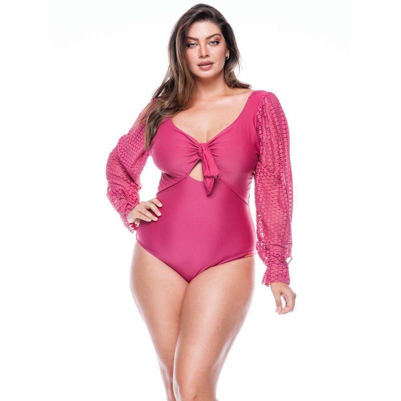 Lehona Swimsuit No Padded With Puffed Sleeves In Pink
