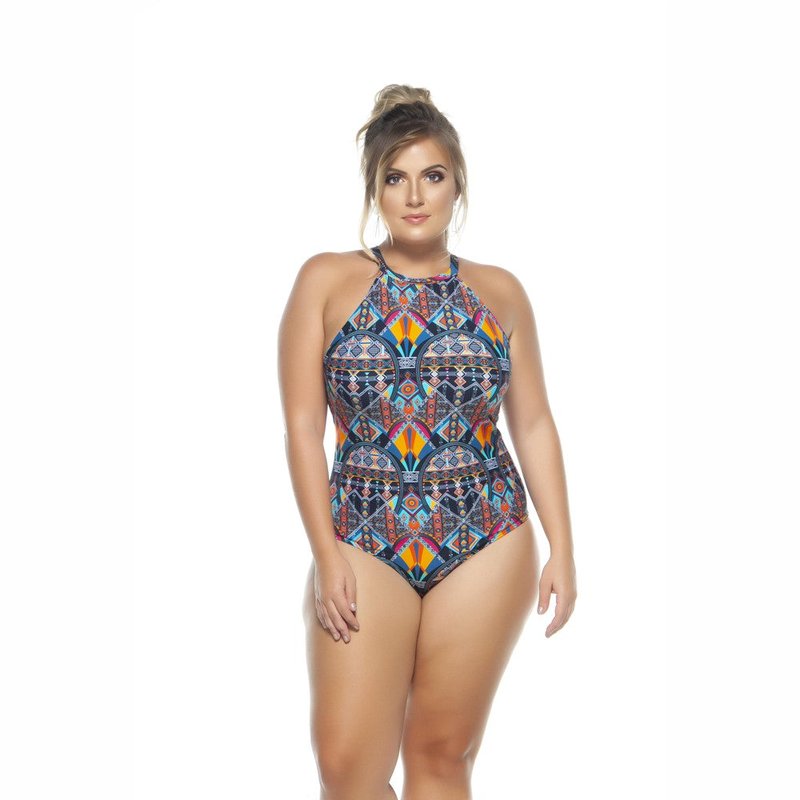 Lehona Swimsuit With Choker And Padded Cups For Woman In Blue