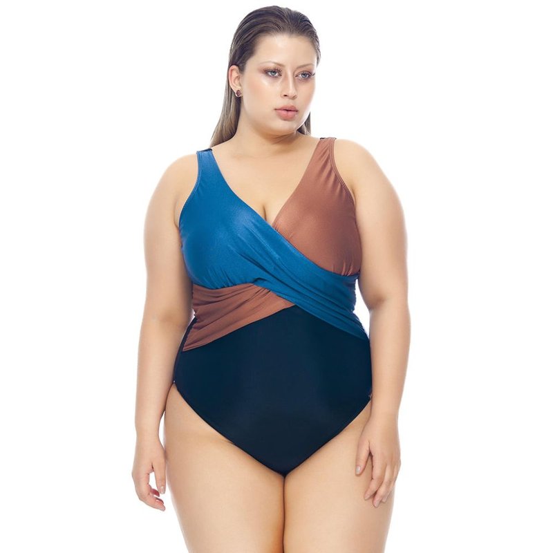 Lehona Swimsuit With Cross-over Detail At The Bust In Blue