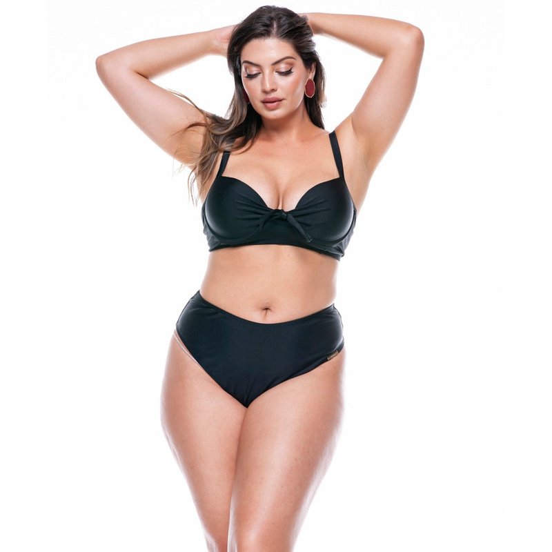 Lehona Wired Padded Plus Size Bikini Top In Black