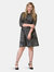 Circle Dress with 3/4 Sleeve (Curve) - Ocelot Grey