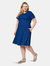 Maci Dress in Rib Knit Blue (Curve)