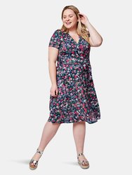 Perfect Wrap Cap Sleeve Dress in Garden Floral (Curve)