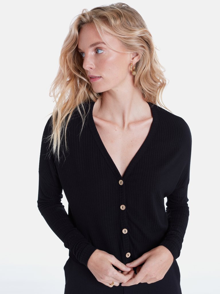 Oslo Button Front Top - Black
