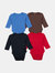 Baby Cotton Long Sleeves Bodysuits 4-Pack - Royal-Blue