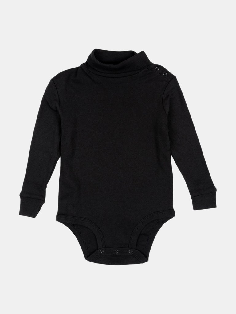 Baby Cotton Turtleneck Bodysuit - Black