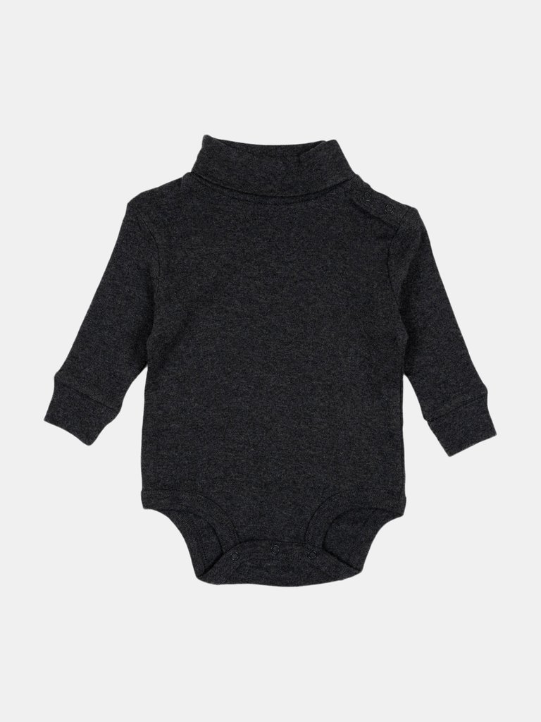 Baby Cotton Turtleneck Bodysuit - Dark-Grey