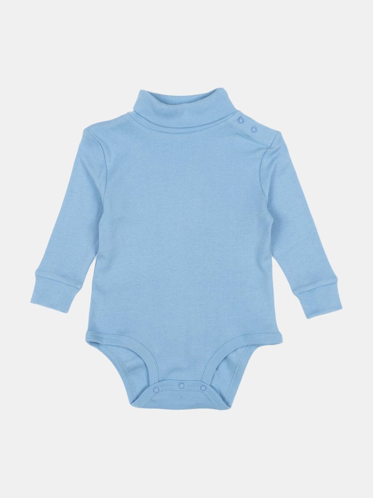 Baby Cotton Turtleneck Bodysuit - Light-Blue