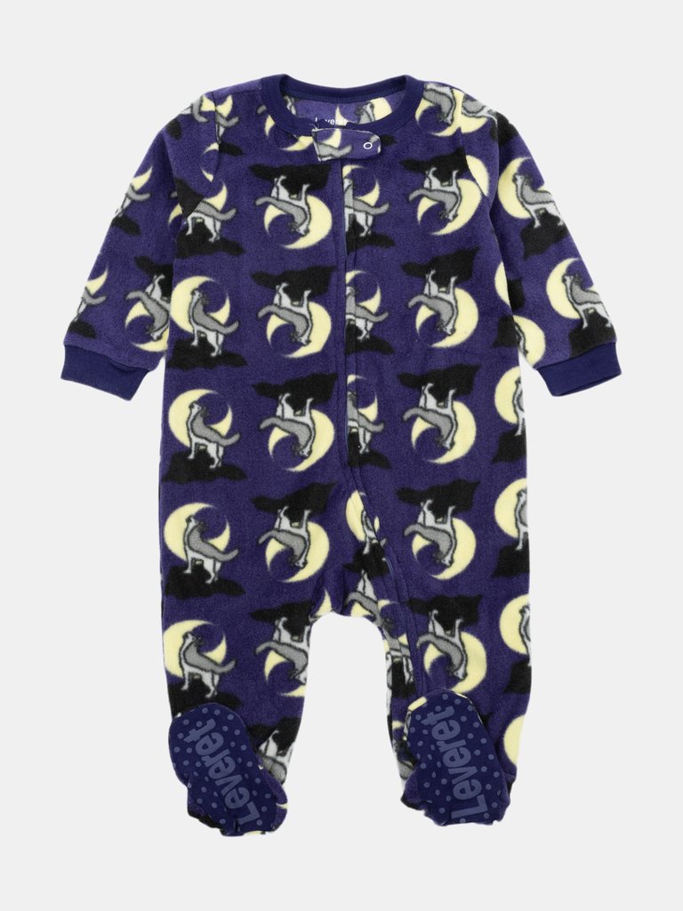 Baby Footed Fleece Pajamas - wolf-navy