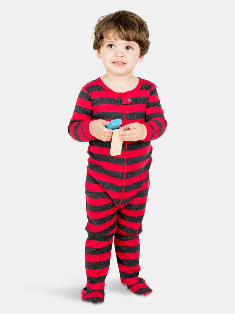 Baby Footed Red Striped Pajamas