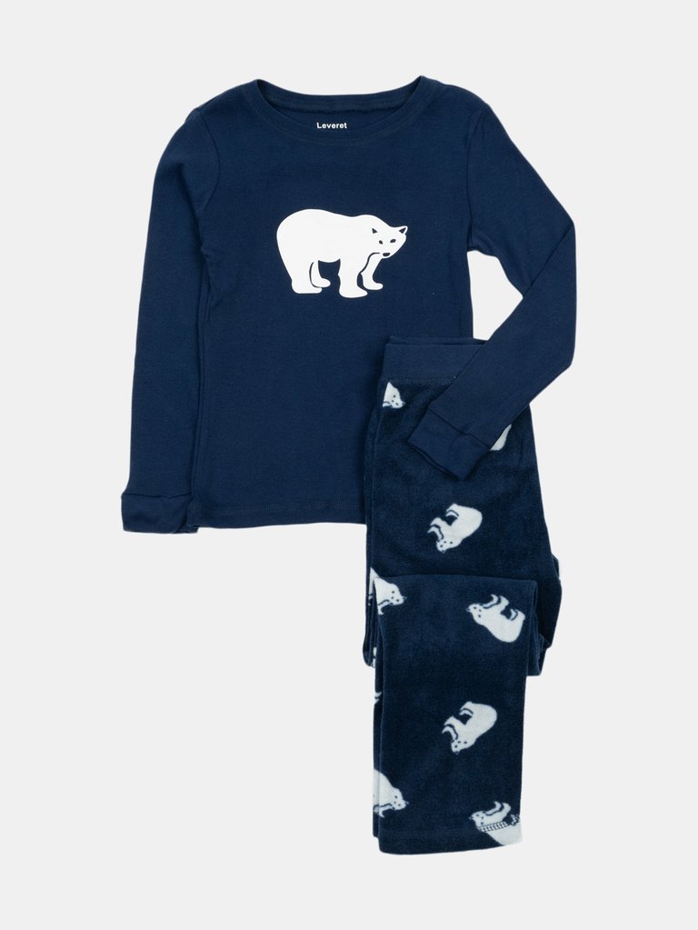 Cotton & Fleece Polar Bear Pajamas - Polar Bear Navy