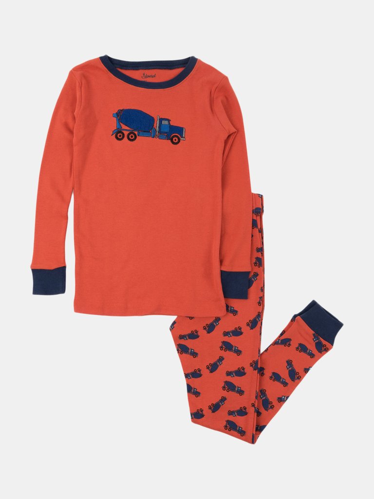 Cotton Vehicles Pajamas - Cement Truck Orange