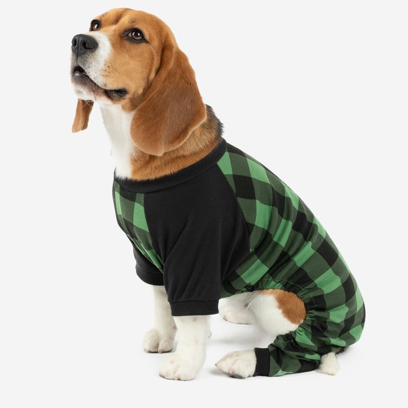 Leveret Dog Black & Green Plaid Cotton Pajamas
