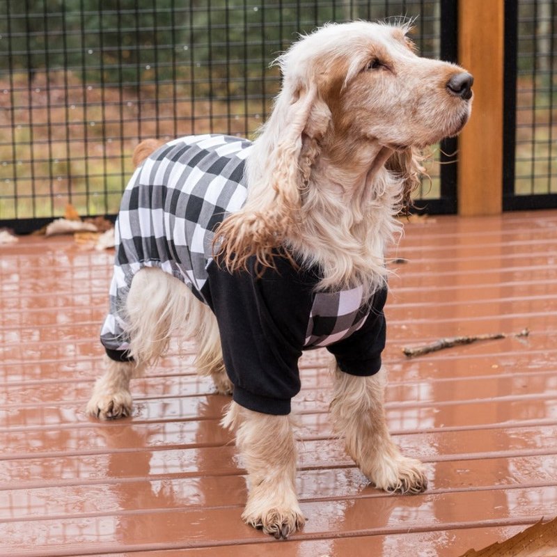 Leveret Dog Black & White Plaid Pajamas