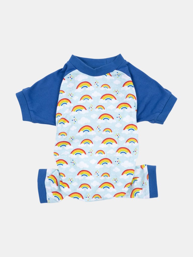Dog Blue Rainbow Pajamas - rainbow-light-blue