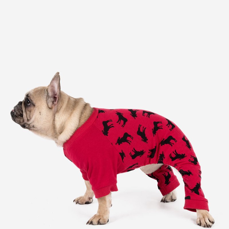 Leveret Dog Cotton Moose Pajamas In Red