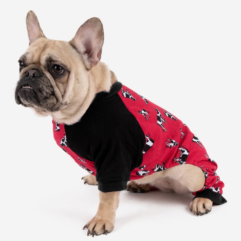 Shop Leveret Dog Cow Pajamas In Red