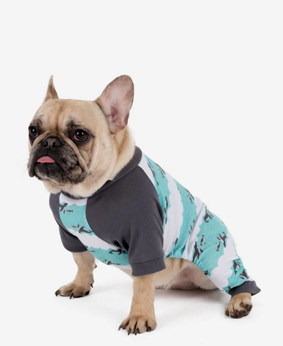 Shop Leveret Dog Cow Pajamas In Grey