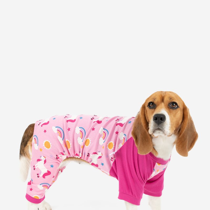 Leveret Dog Rainbow Unicorn Pajamas In Pink