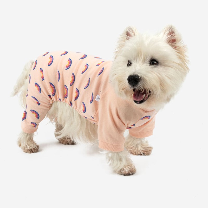 Leveret Dog Retro Rainbow Pajamas In Pink
