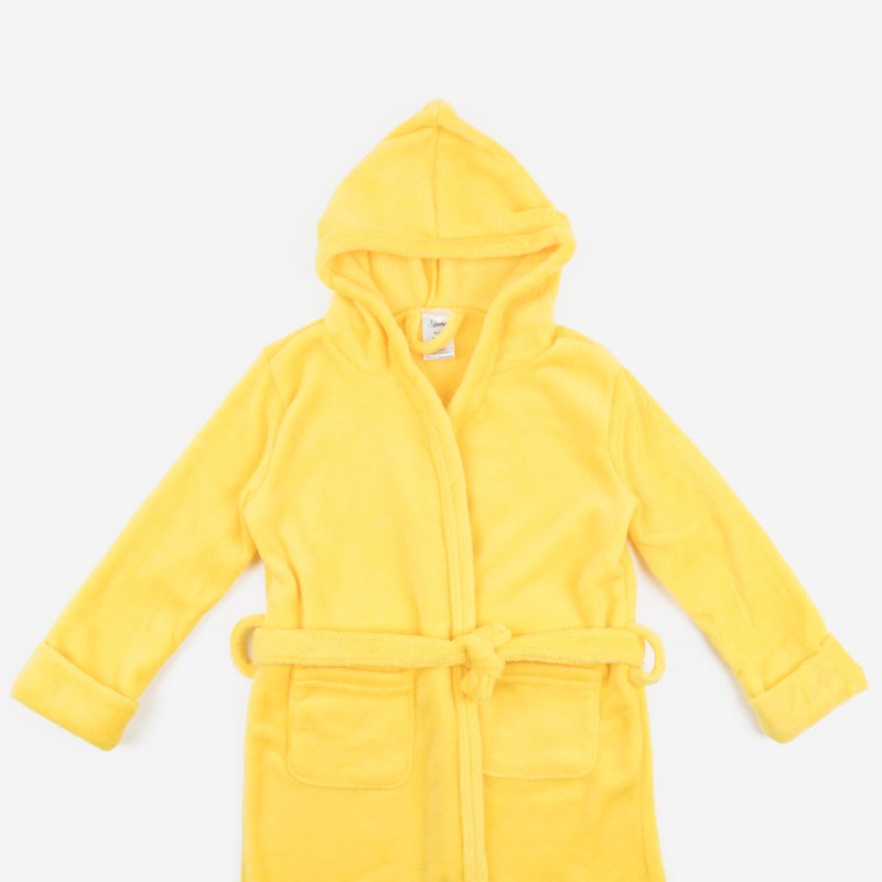 Leveret Fleece Classic Color Hooded Robes In Yellow