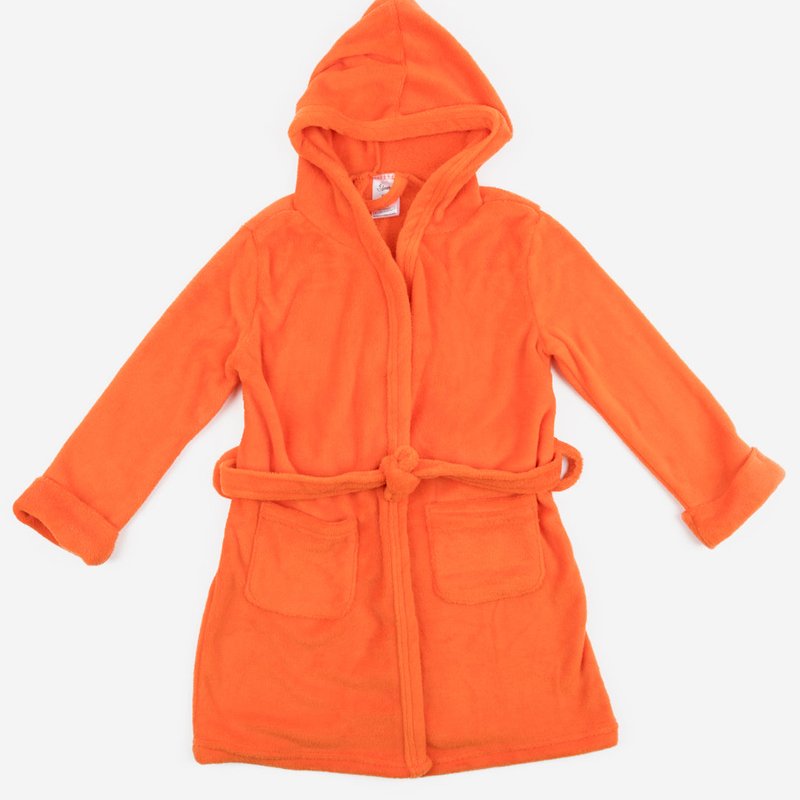 Leveret Fleece Classic Color Hooded Robes In Orange