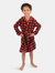 Fleece Plaid Hooded Robes - Red-Black