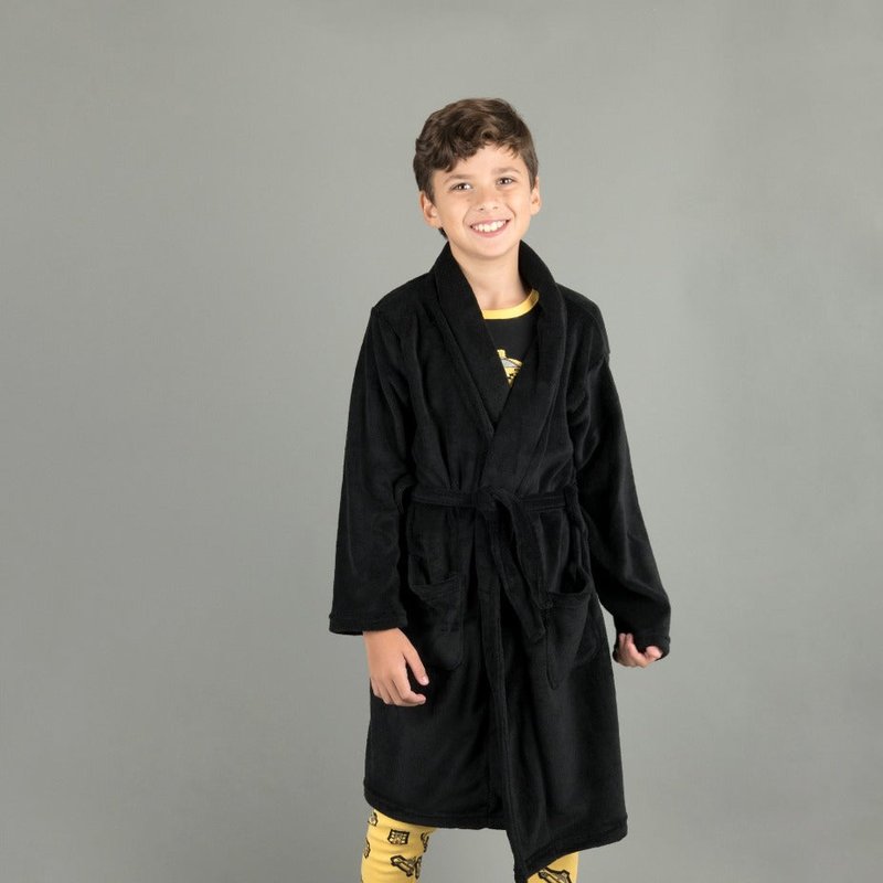 Shop Leveret Fleece Shawl Collar Robe In Black