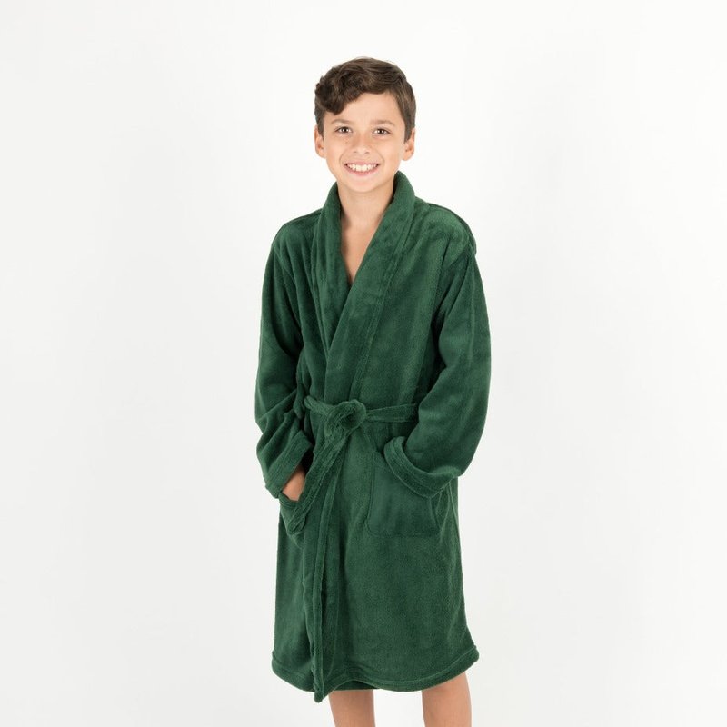 Shop Leveret Fleece Shawl Collar Robe In Green