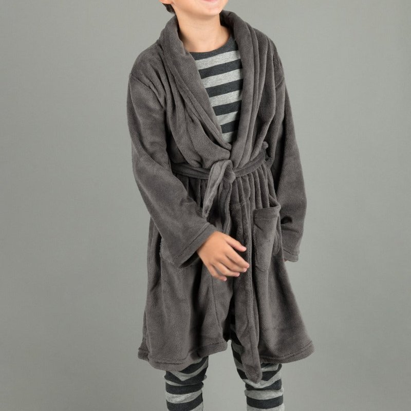 Shop Leveret Fleece Shawl Collar Robe In Grey