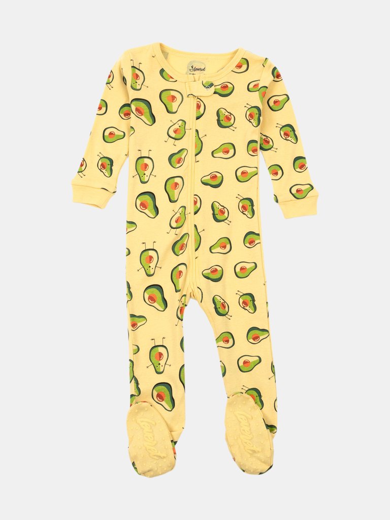 Kids Footed Avocado Pajamas - Avocado-Yellow