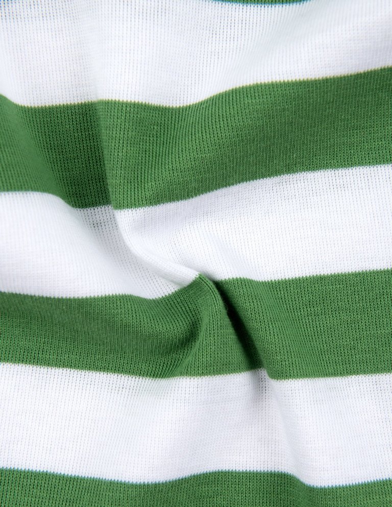 Kids Footed Green & White Stripes Pajamas