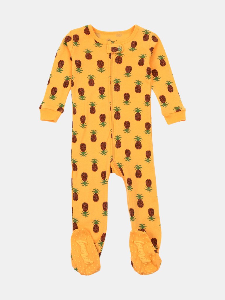Kids Footed Pineapple Pajamas - Pineapple-orange