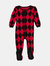 Kids Footed Red & Black Argyle Pajamas - Red-black