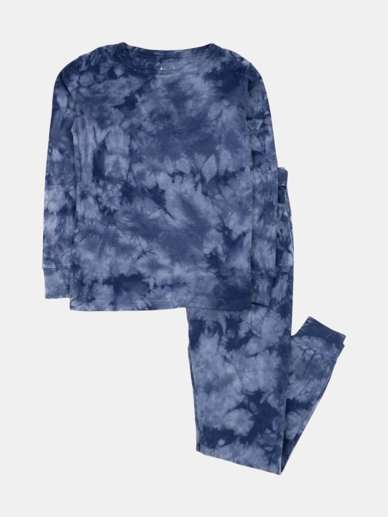 Kids Mix Dye Cotton Pajamas - Navy-Mix-Tie-Dye