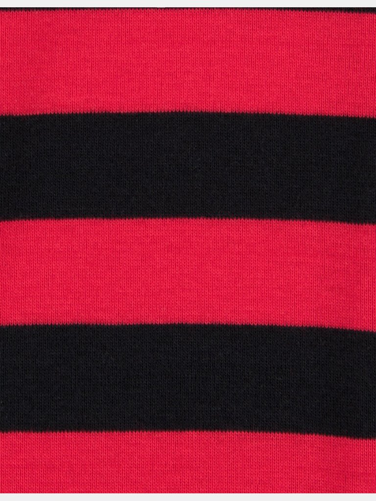 Kids Red & Black Stripes Cotton Footed Pajamas