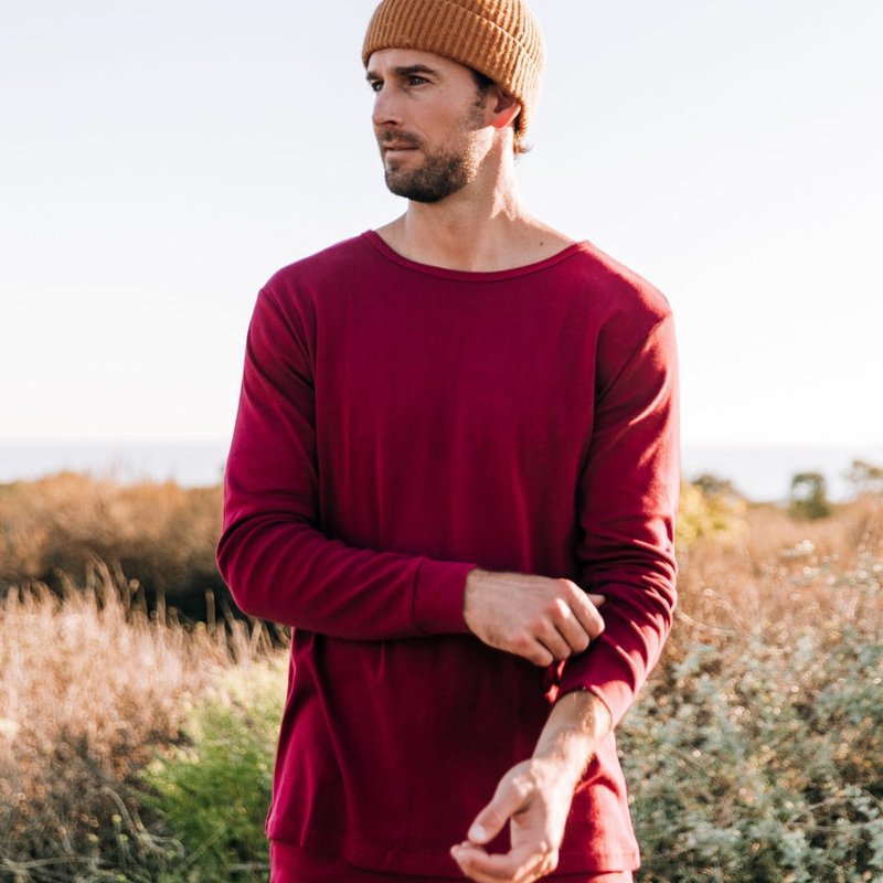 Leveret Mens Boho Solid Color Pajamas In Red