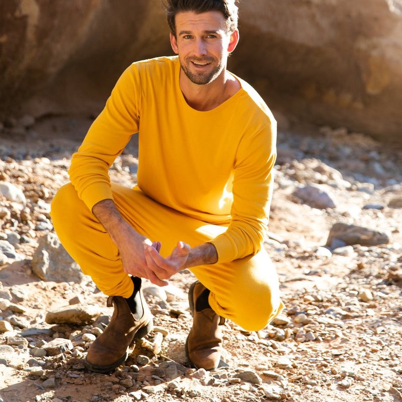 Leveret Mens Solid Color Pajamas In Yellow