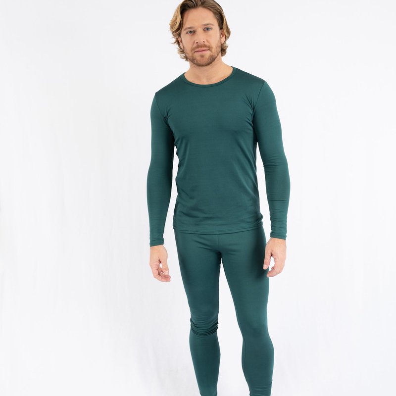 Leveret Mens Boho Solid Color Thermal Pajamas In Dark-green