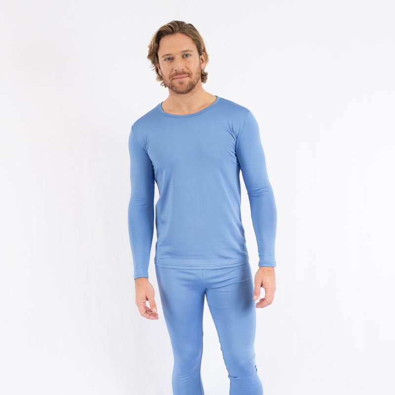 Leveret Solid Thermal Pajamas 2-piece Set In Blue