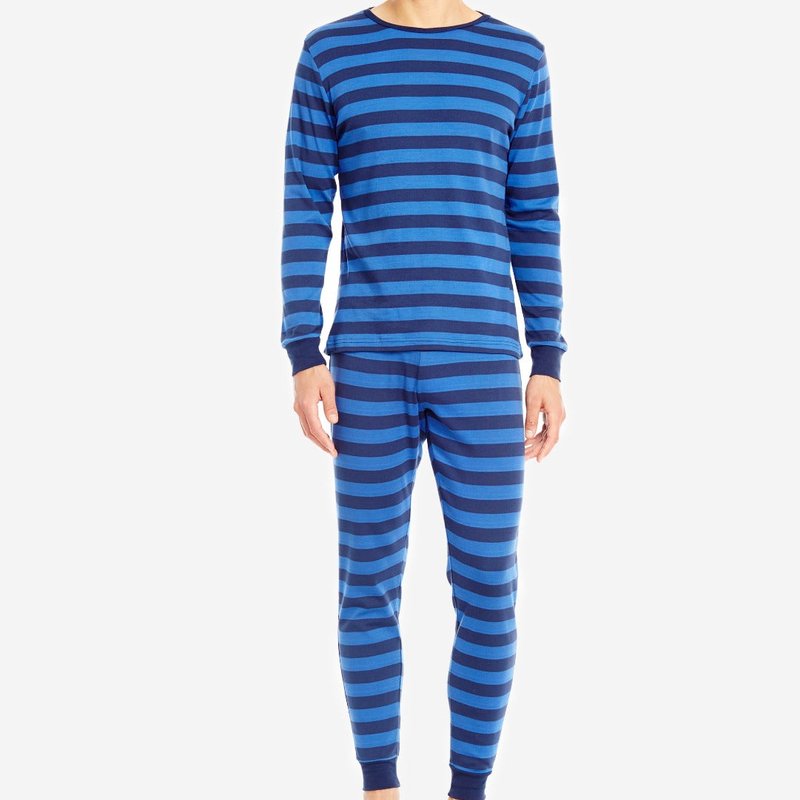 Leveret Mens Cotton Stripes Pajamas In Blue