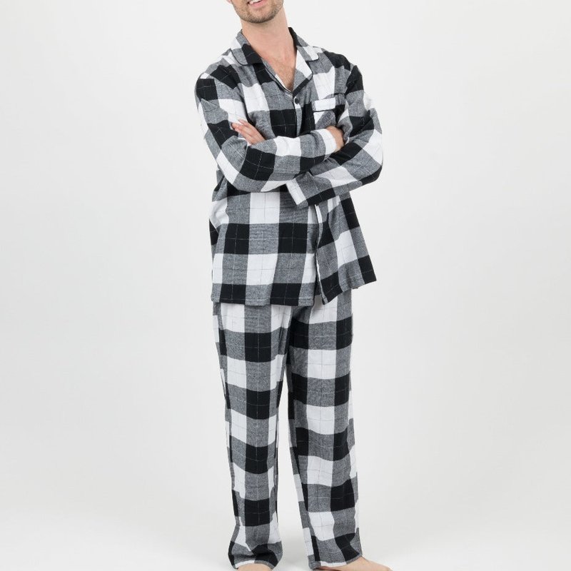 Leveret Mens Flannel Plaid & Print Pajamas In White