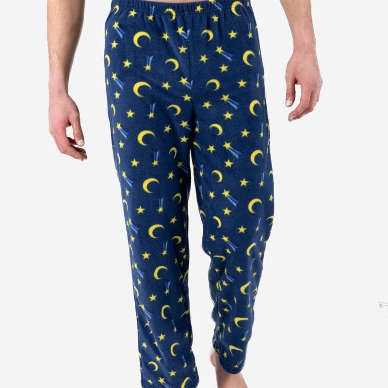 Shop Leveret Mens Fleece Moon Pants In Blue
