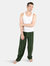 Men's Fleece Plaid Pants - Green-Black