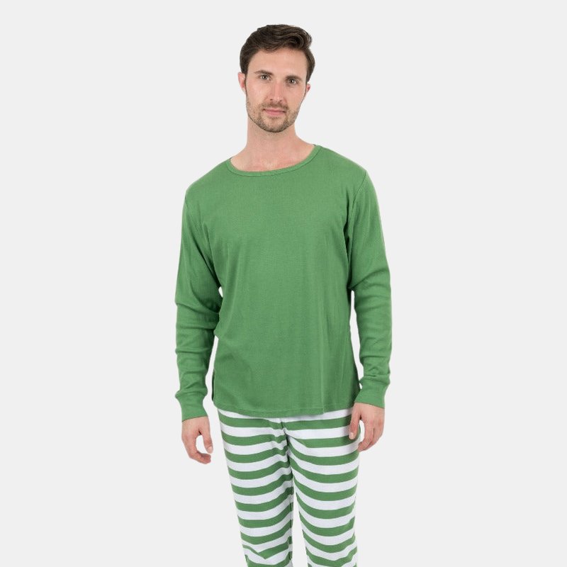 Leveret Mens Green & White Stripes Pajamas