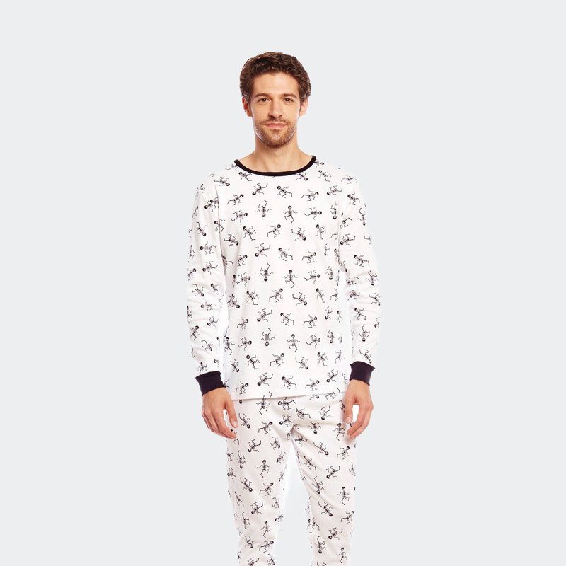 Leveret Cotton Skeleton Pajamas 2-piece Set In Skeleton White