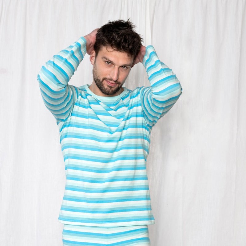Shop Leveret Mens Loose Fit Stripes Pajamas In Blue