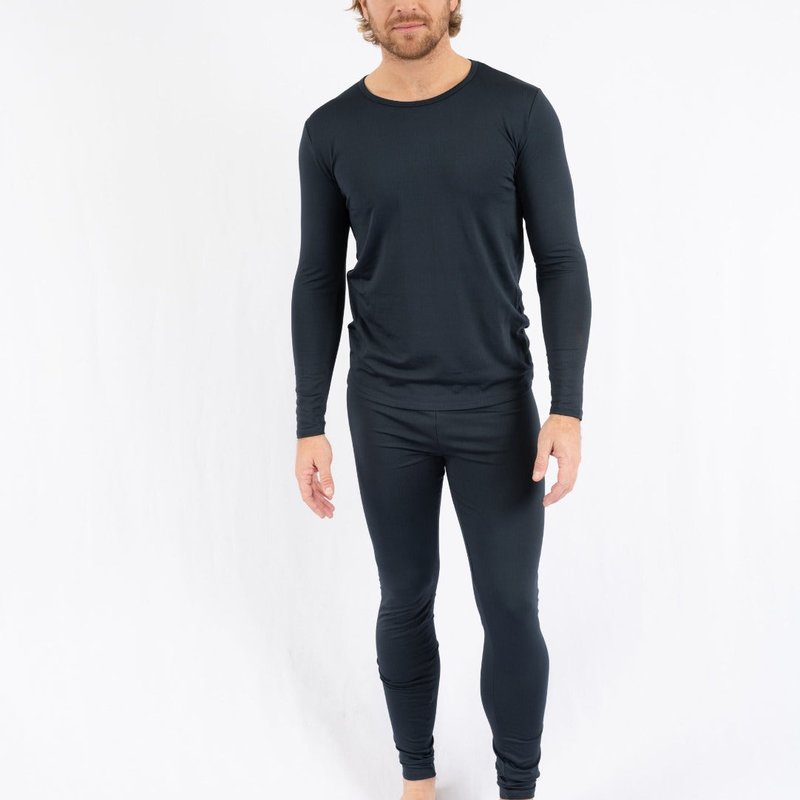 Leveret Mens Neutral Solid Color Thermal Pajamas In Navy