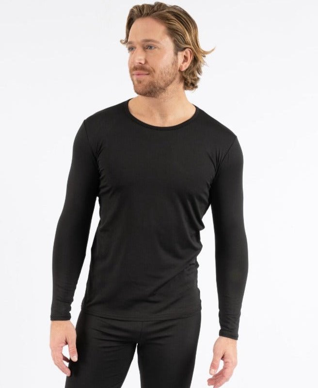 Leveret Mens Neutral Solid Color Thermal Pajamas In Black