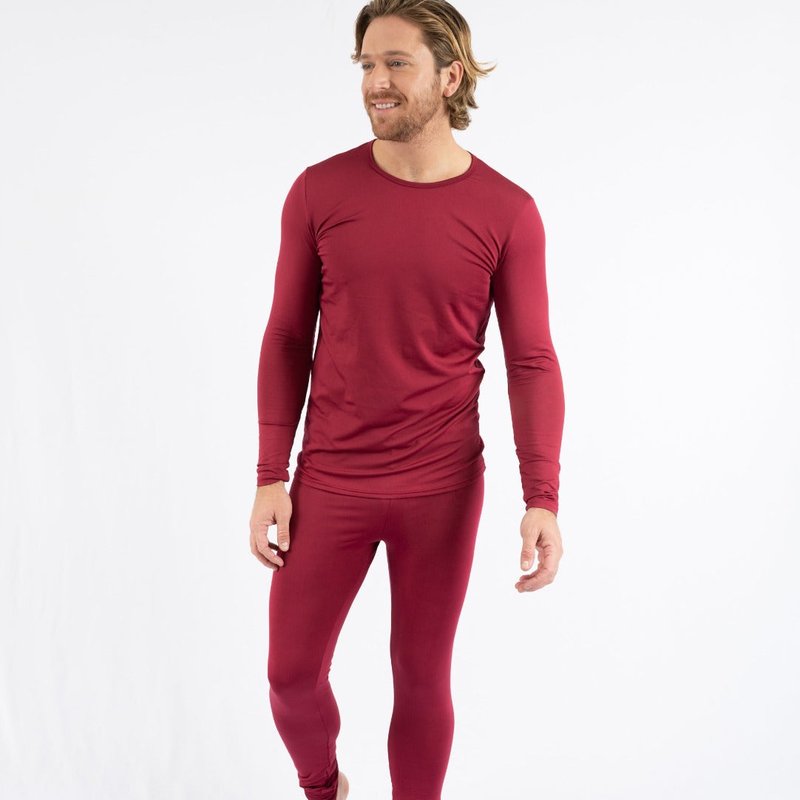 Leveret Mens Neutral Solid Color Thermal Pajamas In Red